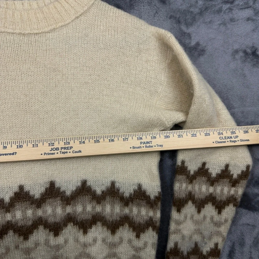 Samband of Iceland Sweater Mens M Cream Brown Fair Isle Wool Pullover Vintage